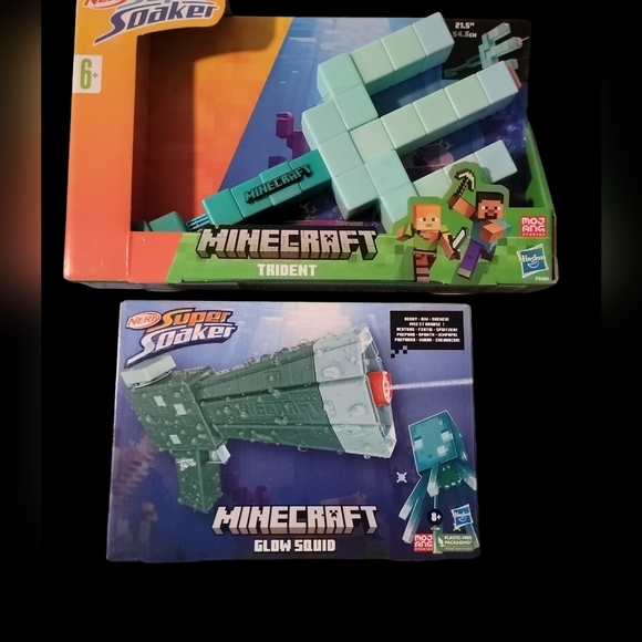 Nerf Other - Minecraft Nerf Super Soaker Bundle. Includes Trident and Glow Squid Super Soaker